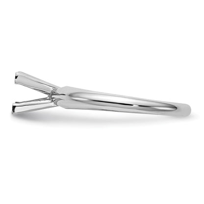14k White Gold 5.5mm Medium-Weight Half-Round V-End Princess Solitaire Ring Mounting
