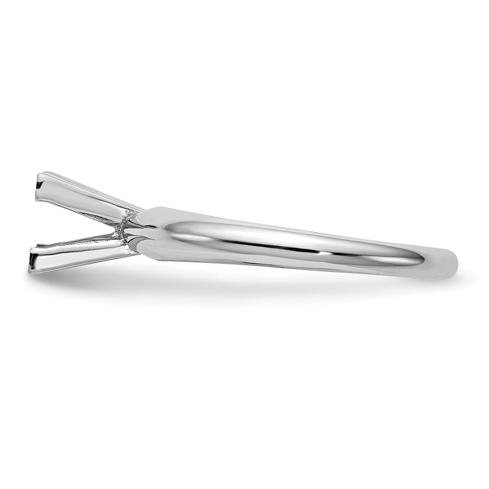 14k White Gold 3.5mm Medium-Weight Half-Round V-End Princess Solitaire Ring Mounting
