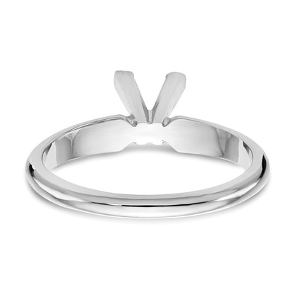 14k White Gold 6.5mm Medium-Weight Half-Round V-End Princess Solitaire Ring Mounting