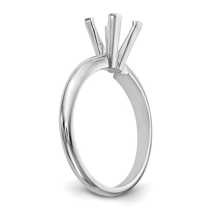 14k White Gold 3mm Medium-Weight Half-Round V-End Princess Solitaire Ring Mounting
