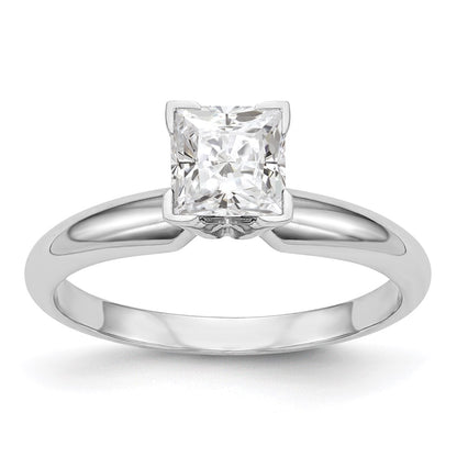 14k White Gold 5.5mm Medium-Weight Half-Round V-End Princess Solitaire Ring Mounting