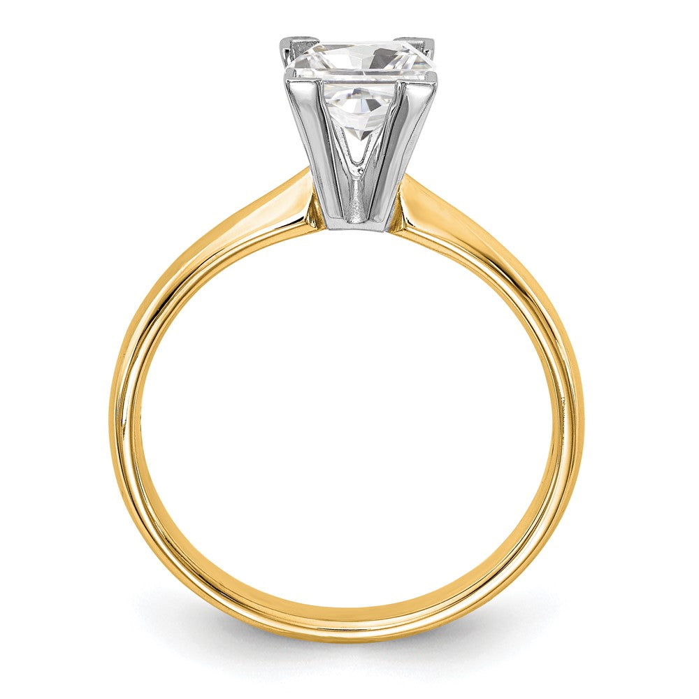 14k Two-Tone 5mm Medium-Weight Comfort-Fit V-End Princess Solitaire Ring Mounting
