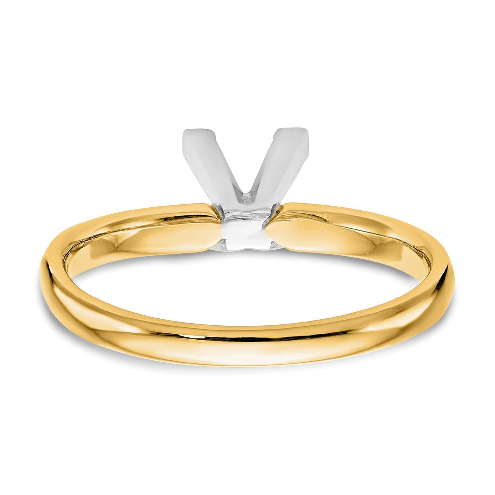 14k Two-Tone 6.5mm Medium-Weight Comfort-Fit V-End Princess Solitaire Ring Mounting