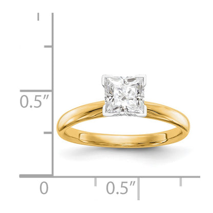14k Two-Tone 6mm Medium-Weight Comfort-Fit V-End Princess Solitaire Ring Mounting