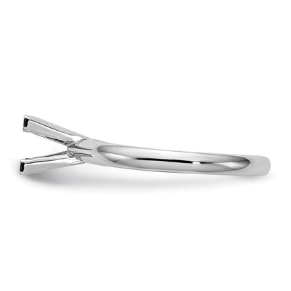 14k White Gold 4mm Medium-Weight Comfort-Fit V-End Princess Solitaire Ring Mounting
