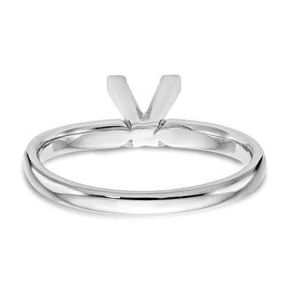 14k White Gold 5.5mm Medium-Weight Comfort-Fit V-End Princess Solitaire Ring Mounting