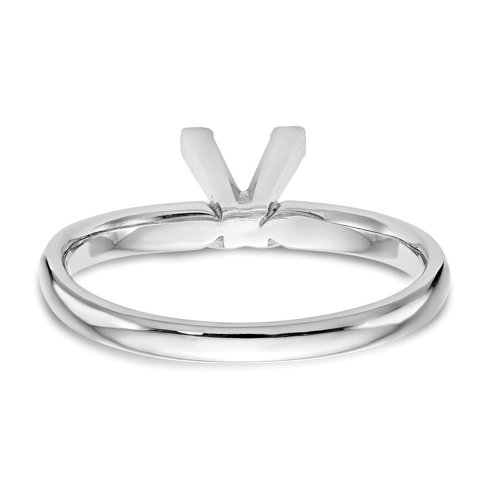14k White Gold 4mm Medium-Weight Comfort-Fit V-End Princess Solitaire Ring Mounting