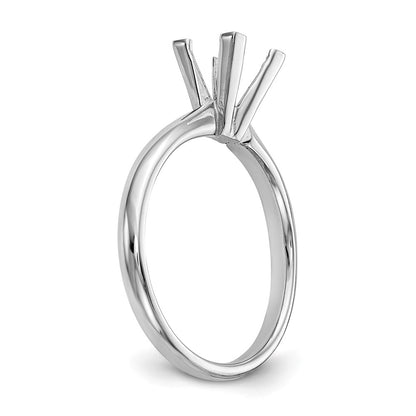 14k White Gold 6.5mm Medium-Weight Comfort-Fit V-End Princess Solitaire Ring Mounting