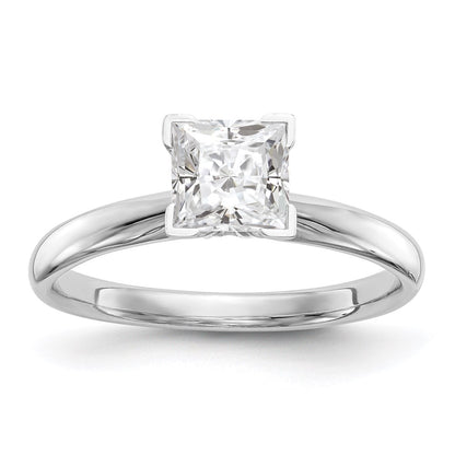 14k White Gold 4mm Medium-Weight Comfort-Fit V-End Princess Solitaire Ring Mounting