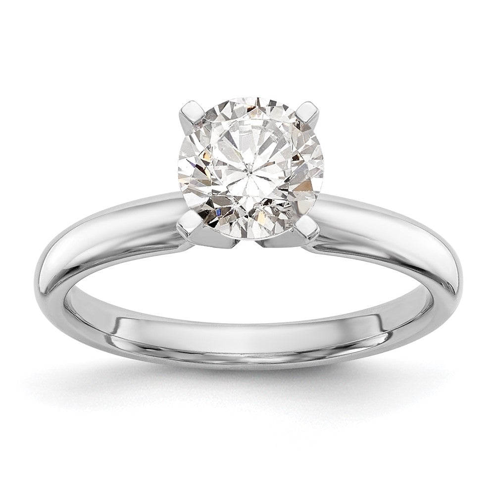 14k White Gold 1 carat Medium-Weight Comfort-Fit 4-Prong Round Solitaire Ring Mounting