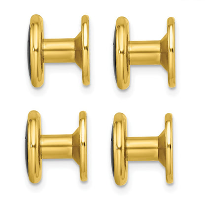 Kelly Waters Gold-plated Black Epoxy Four Piece Tuxedo Studs Set