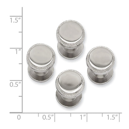 Kelly Waters Rhodium-plated Polished Beaded Four Piece Tuxedo Studs Set