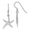 Sterling Silver Rhodium-plated Polished Starfish Dangle Earring