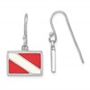 Sterling Silver Rhodium-plated Polished Enameled Dive Flag Dangle Earring
