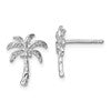 Sterling Silver Rhodium-plated Polished Palm Tree Post Earring