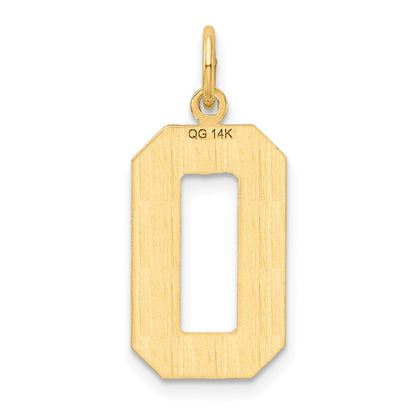 14k Large Brushed Diamond-cut Number 0 Charm