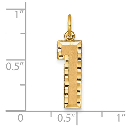14k Large Brushed Diamond-cut Number 1 Charm