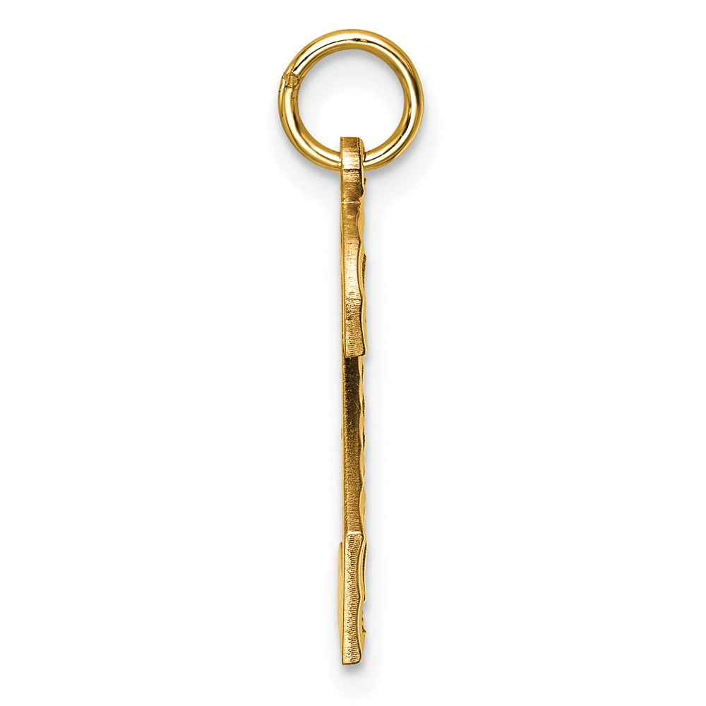 14k Large Brushed Diamond-cut Number 2 Charm