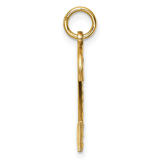 14k Large Brushed Diamond-cut Number 2 Charm