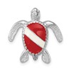 Sterling Silver Rhodium-plated Enameled Polished Dive Flag Turtle Chain Slide
