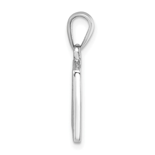 Sterling Silver Rhodium-plated Polished Enameled Dive Flag Pendant