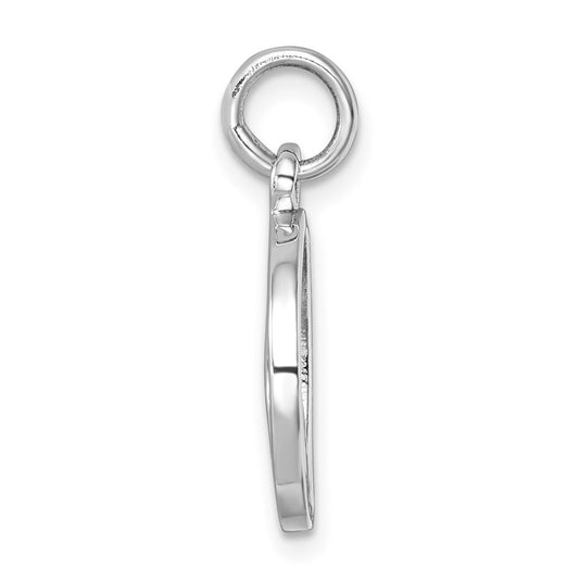 Sterling Silver Rhodium-plated Polished Enameled Wave Pendant