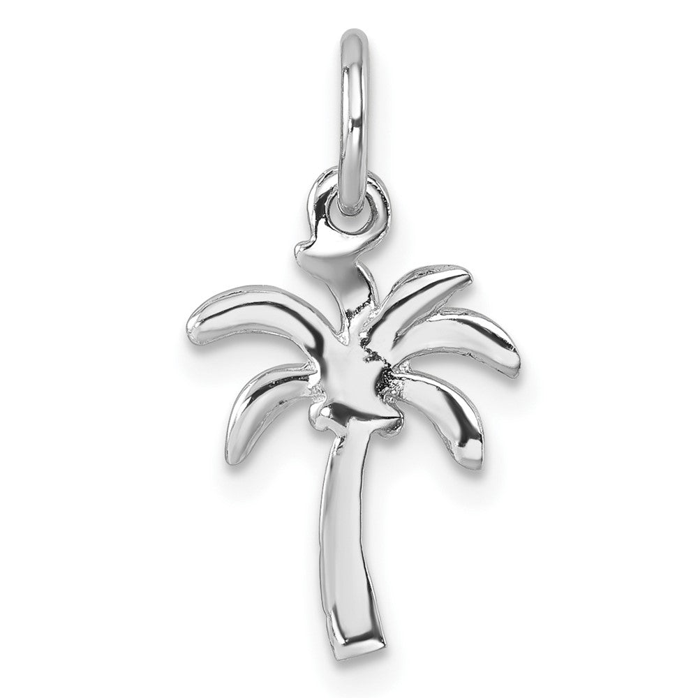 Sterling Silver Rhodium-plated Polished Palm Tree Pendant