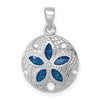 Sterling Silver Rhodium-plated Polished and Textured Enameled Sand Dollar Pendant