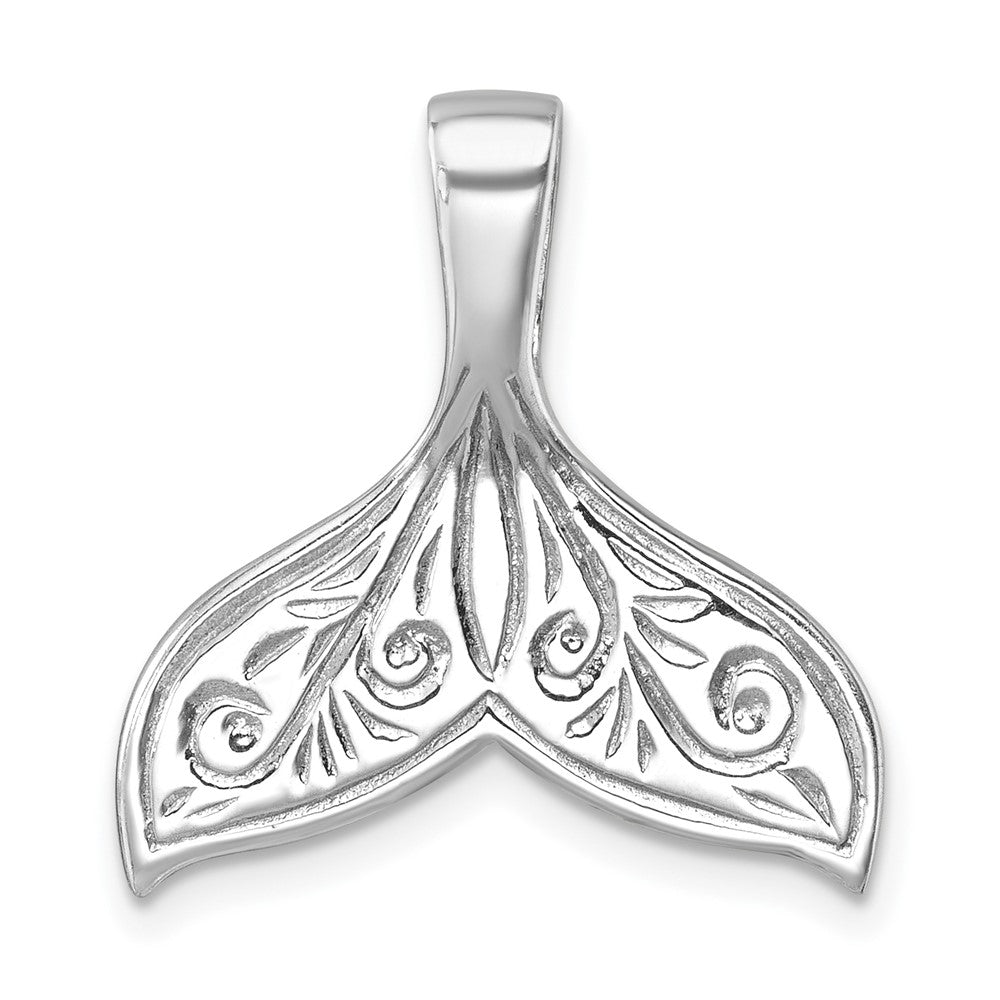 Sterling Silver Rhodium-plated Polished Enameled Whale's Tail Pendant