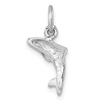Sterling Silver Rhodium-plated Polished Dolphin Pendant