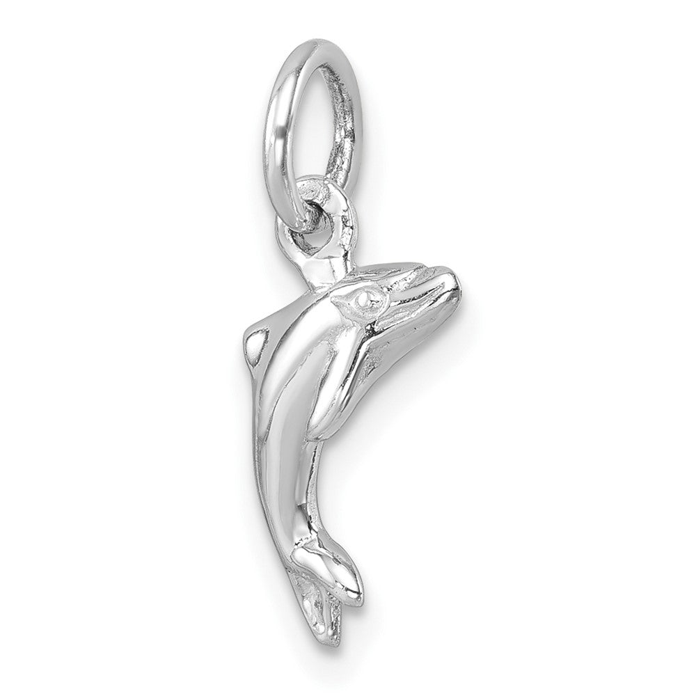 Sterling Silver Rhodium-plated Polished Dolphin Pendant