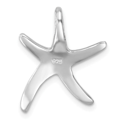 Sterling Silver Rhodium-plated Polished Sea Star Chain Slide
