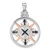 Sterling Silver Rhodium-plated Polished Enameled Compass Rose-tone Pendant