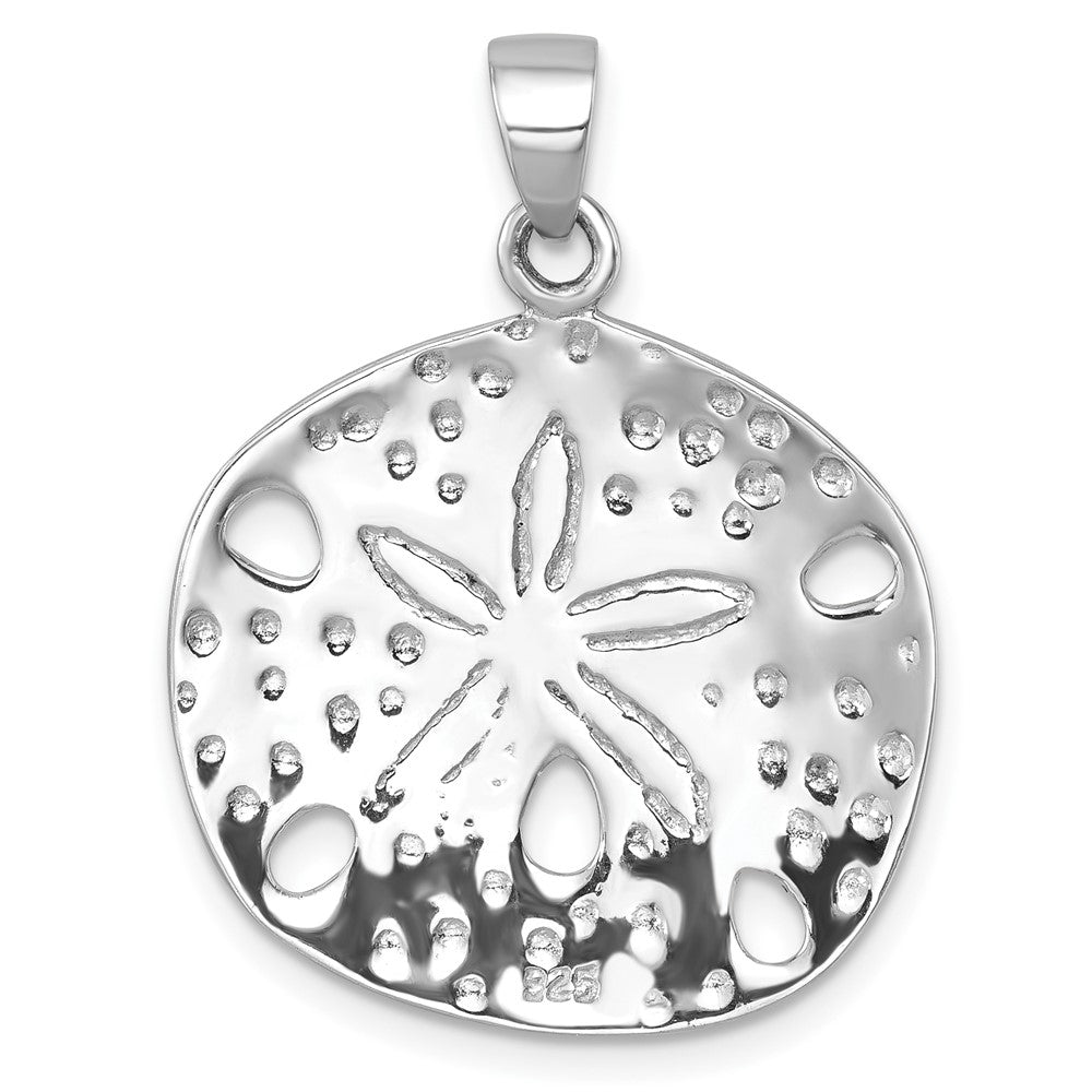 Sterling Silver Rhodium-plated Polished Sand Dollar Pendant