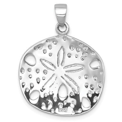 Sterling Silver Rhodium-plated Polished Sand Dollar Pendant
