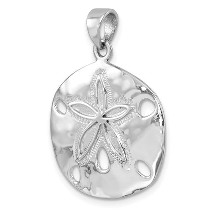 Sterling Silver Rhodium-plated Polished Sand Dollar Pendant