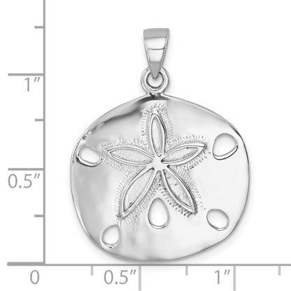 Sterling Silver Rhodium-plated Polished Sand Dollar Pendant