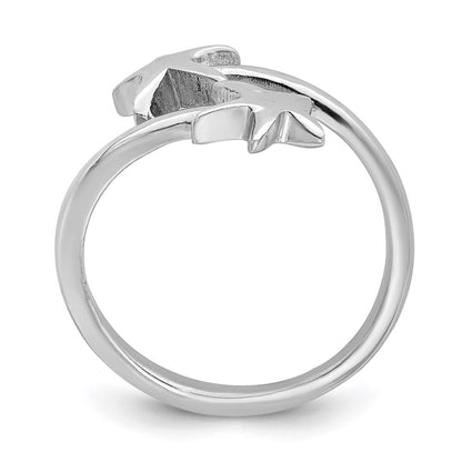 Sterling Silver Rhodium-plated Polished Starfish Double Adjustable Ring