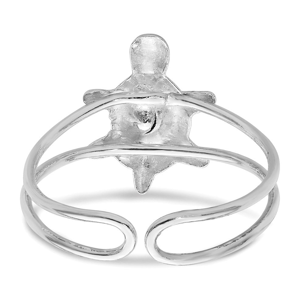 Sterling Silver Rhodium-plated CZ Turtle Toe Ring