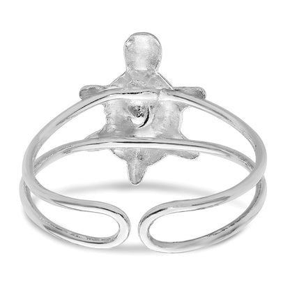 Sterling Silver Rhodium-plated CZ Turtle Toe Ring