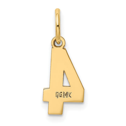 14k Small Polished Number 4 Charm