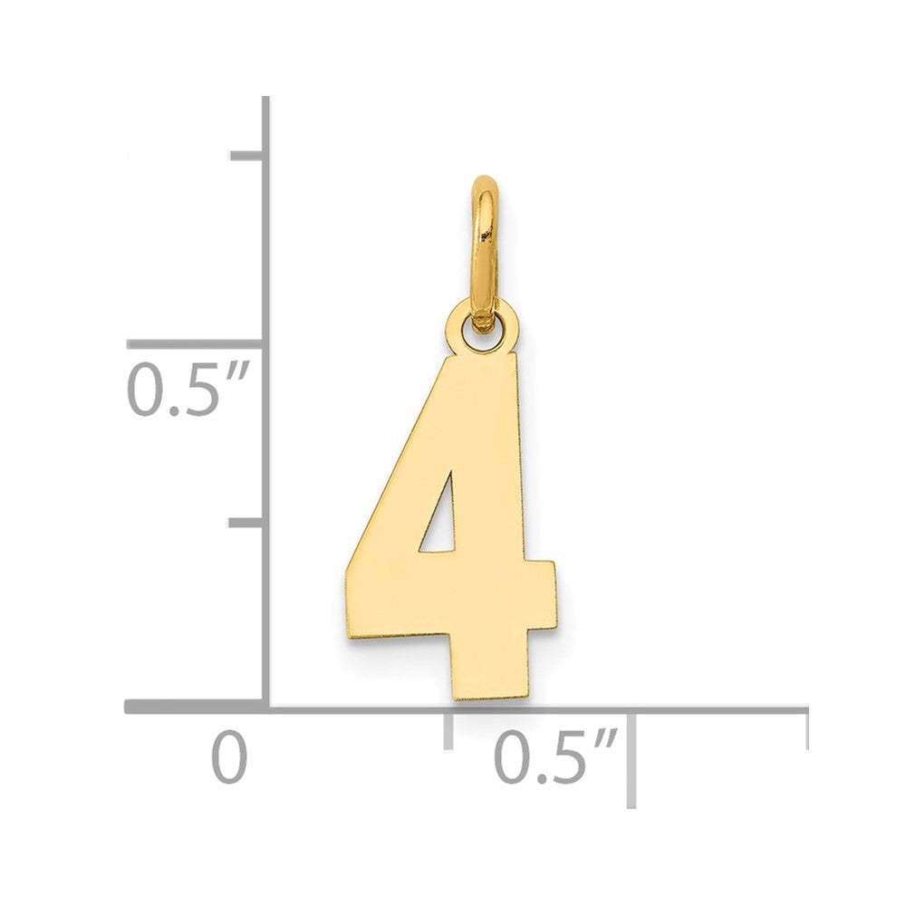 14k Small Polished Number 4 Charm
