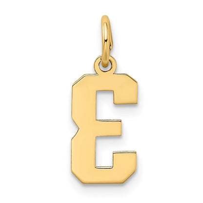 14k Small Satin Number 3 Charm