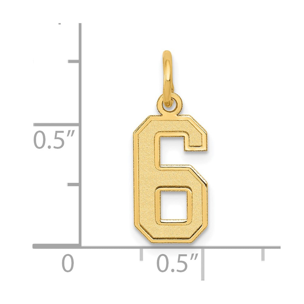 14k Small Satin Number 6 Charm