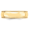 14k Yellow Gold 6mm Milgrain Half Round Wedding Band Size 9