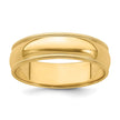 14k Yellow Gold 6mm Milgrain Half Round Wedding Band Size 9
