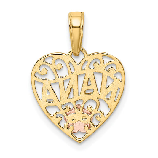 10K Two-Tone NANA in Heart Pendant