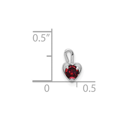 14k White Gold January Synthetic Birthstone Heart Charm