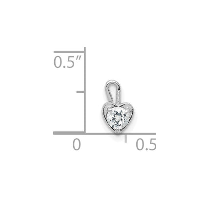 14k White Gold April Synthetic Birthstone Heart Charm