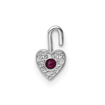 14k White Gold July Synthetic Birthstone Heart Charm